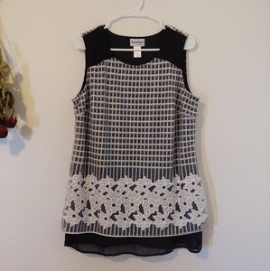NWOT Floral Grid Layered Blouse